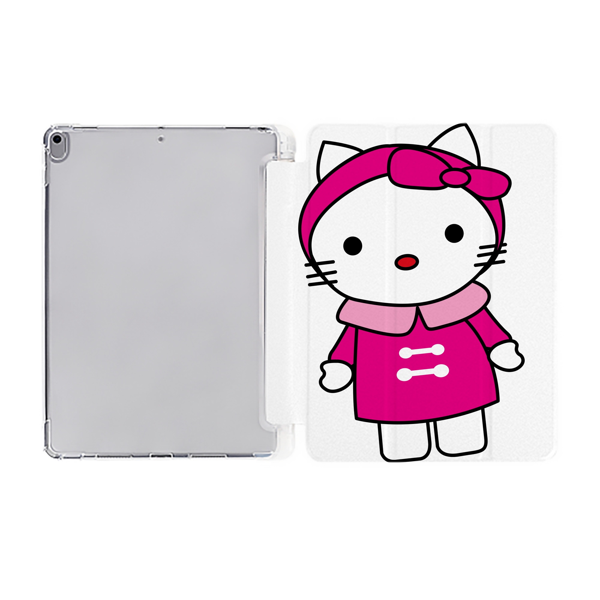 （画像用） Hello Kitty ハローキティ IPad ケース ペン収納付き 三つ折りスタンド PUレザー×シリコン 対応機種9.5/10.5/10.9インチ